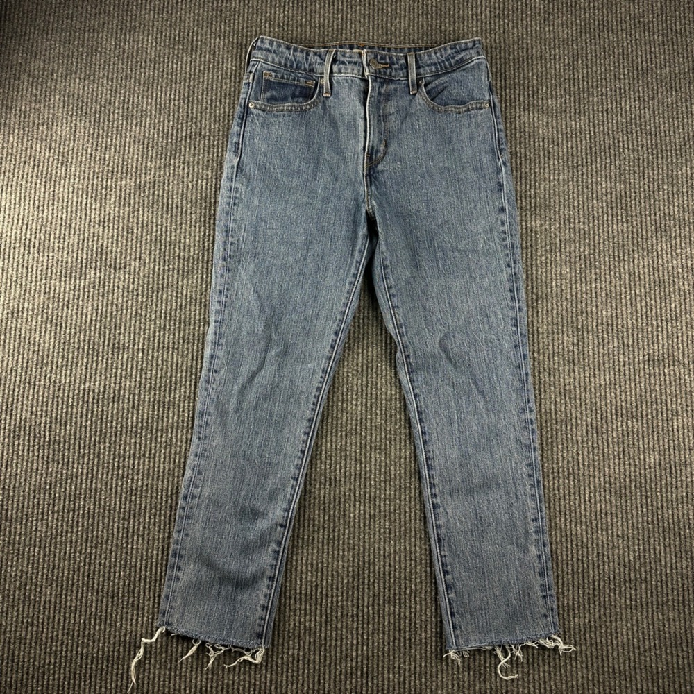 Levis 721 High Rise Skinny Jeans Womens 28 Blue Medium Wash Raw Hem 18882-0051